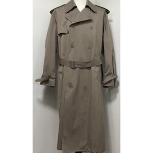 CAVALLINA Men's Iconic Classic Double Breasted Trench Coat Belted Long, Size 40